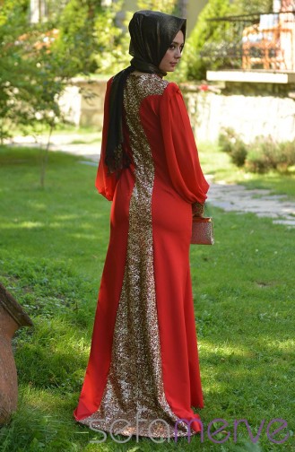 Red İslamitische Avondjurk 3721-06